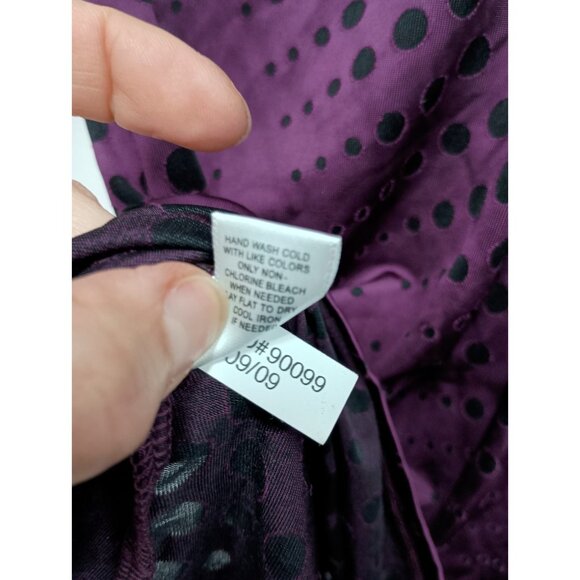 VTG Y2K Express Babydoll Top Womens Medium Black Purple Burnout Polka Dot Grunge - Picture 9 of 12